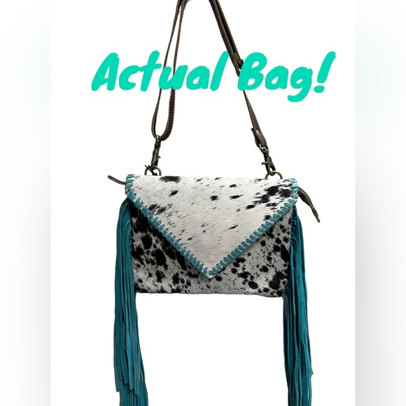 Myra Bag Bags Myra Bag Cowhide Genuine Leather Embossed Turquoise